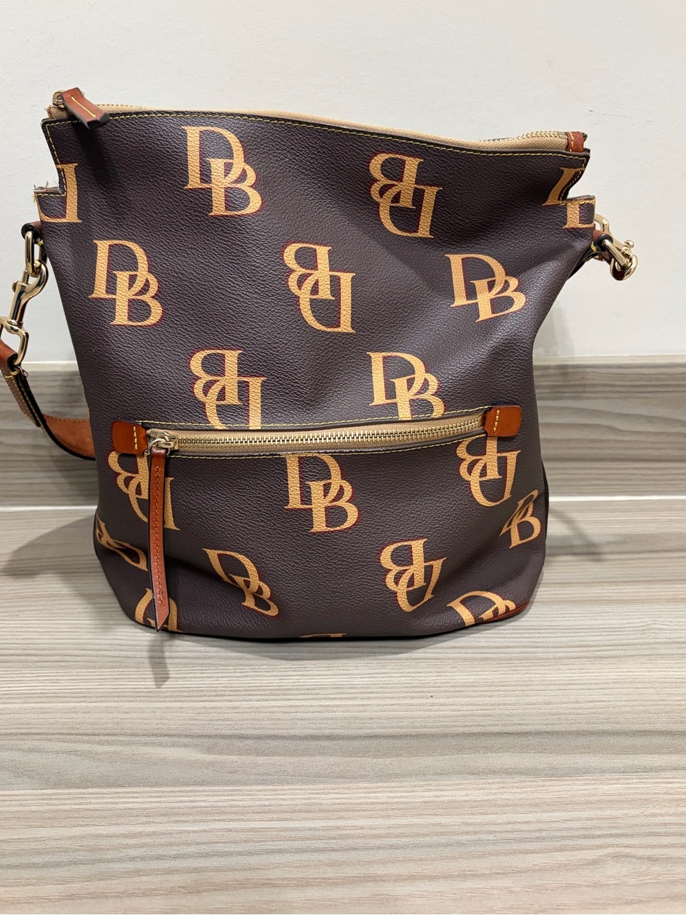 Dooney & Bourke Brown and Tan DB Logo Crossbody